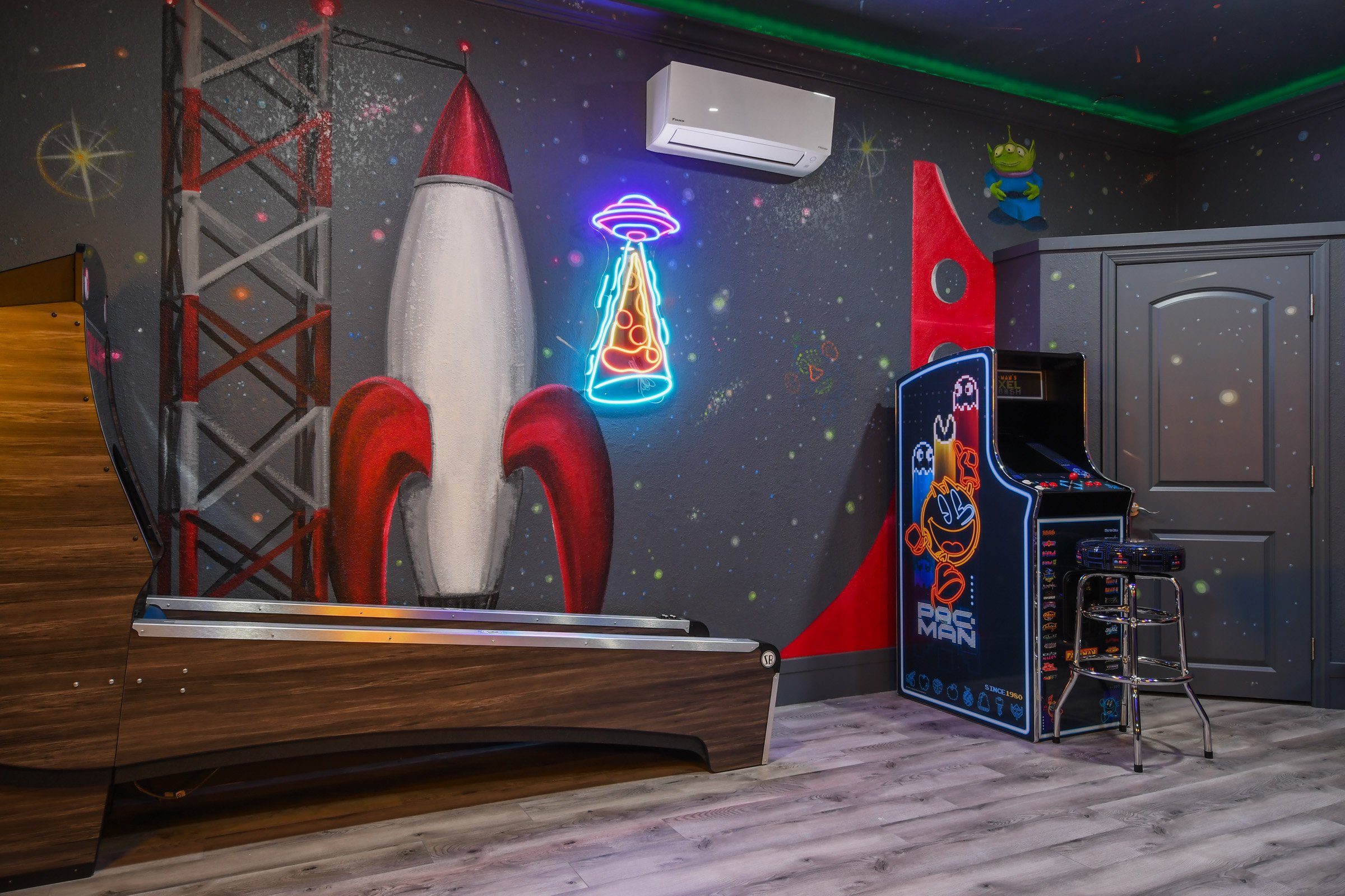 Pizza Planet themed details and decor