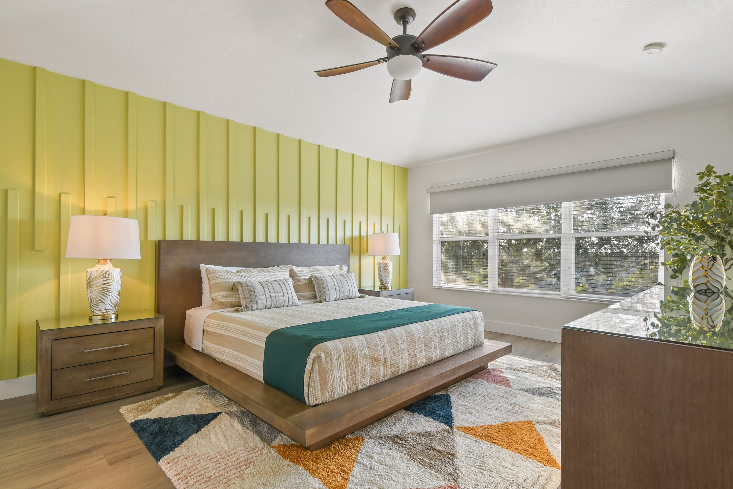 Primary master bedroom with king-sized bed