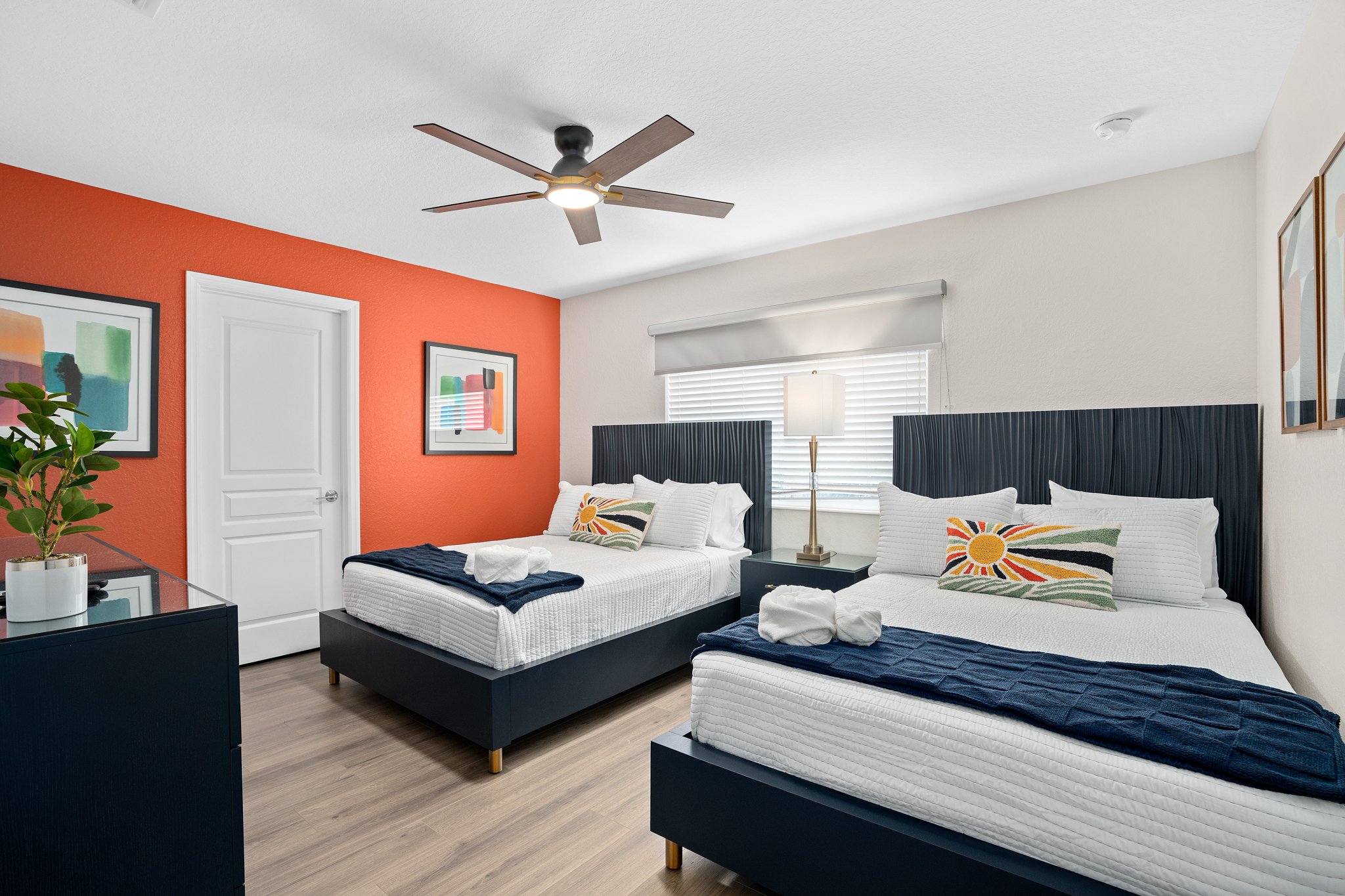 Two full-sized beds — comfortable for couples or pairs