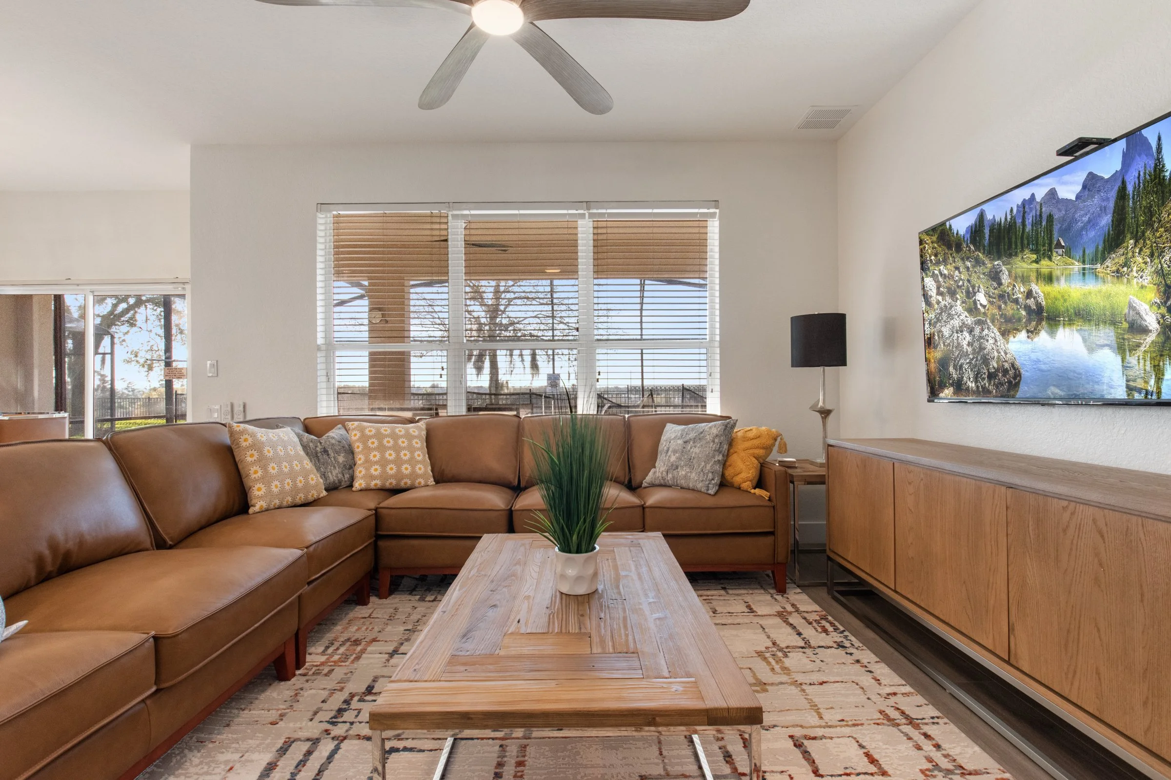 Welcoming family room at Time-Out Corner — Windsor Hills luxury vacation rental near Disney World