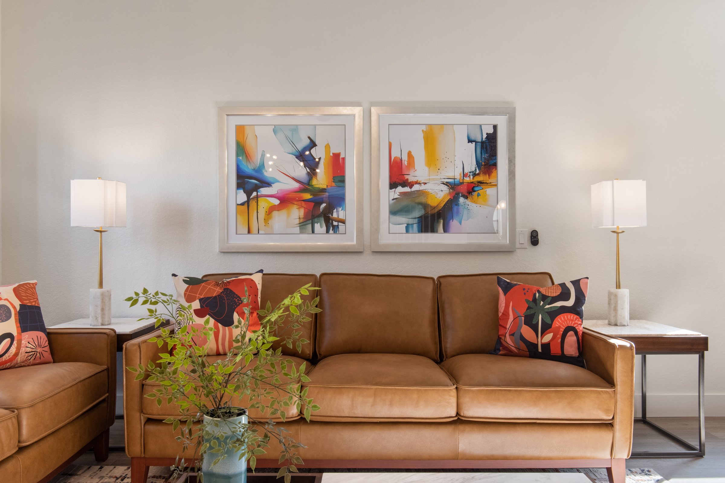Spacious living room with comfortable family seating