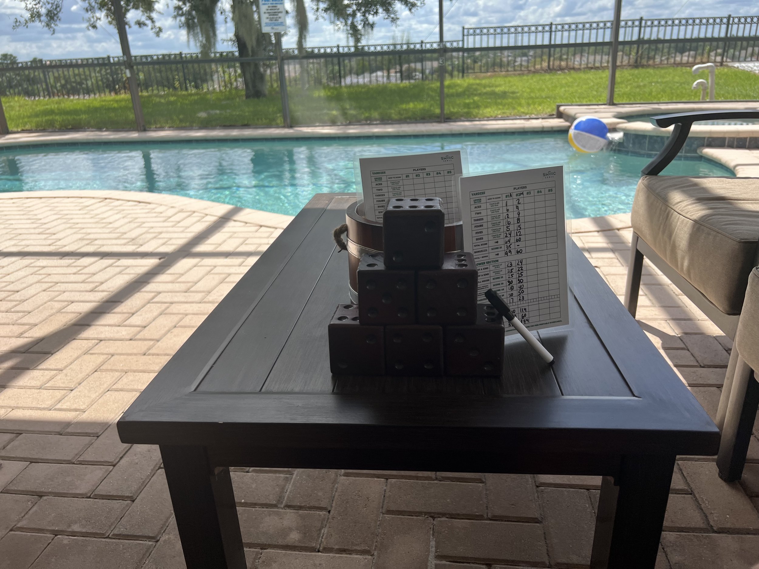 Sunset poolside relaxation with no rear neighbors