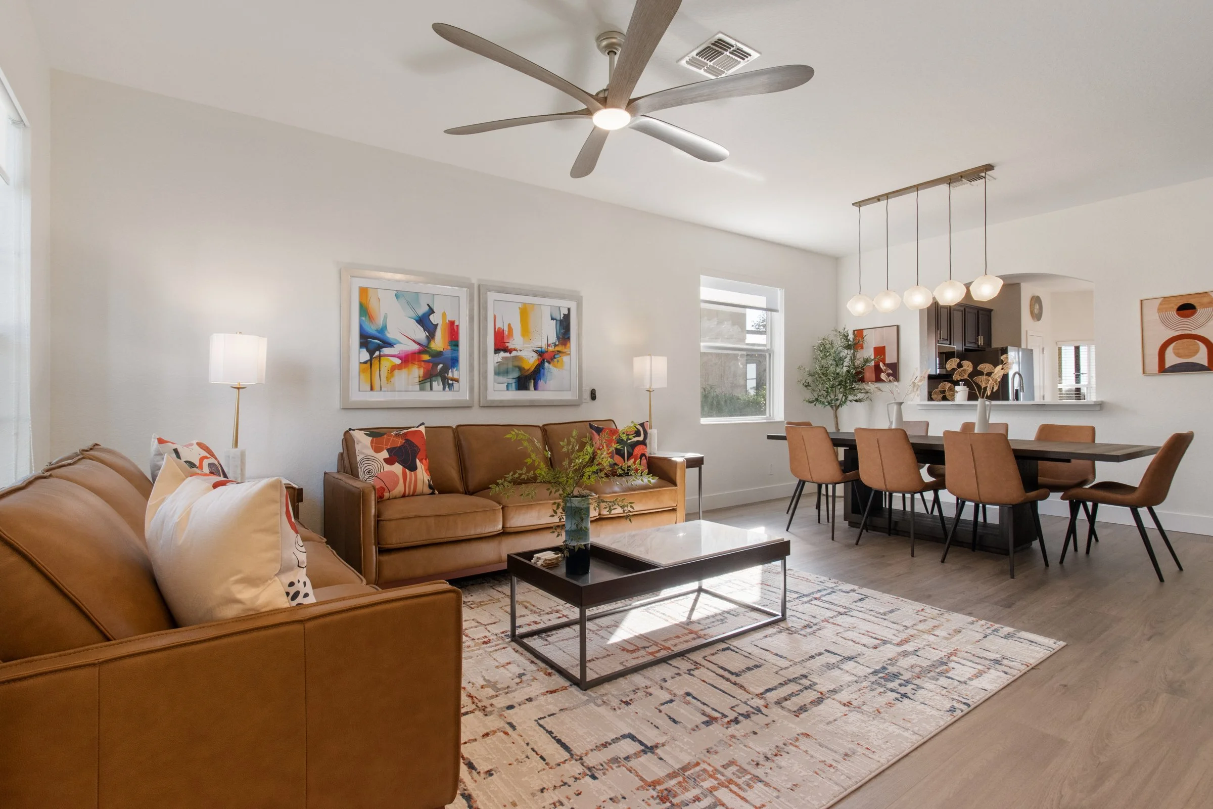 Open-concept living and dining
