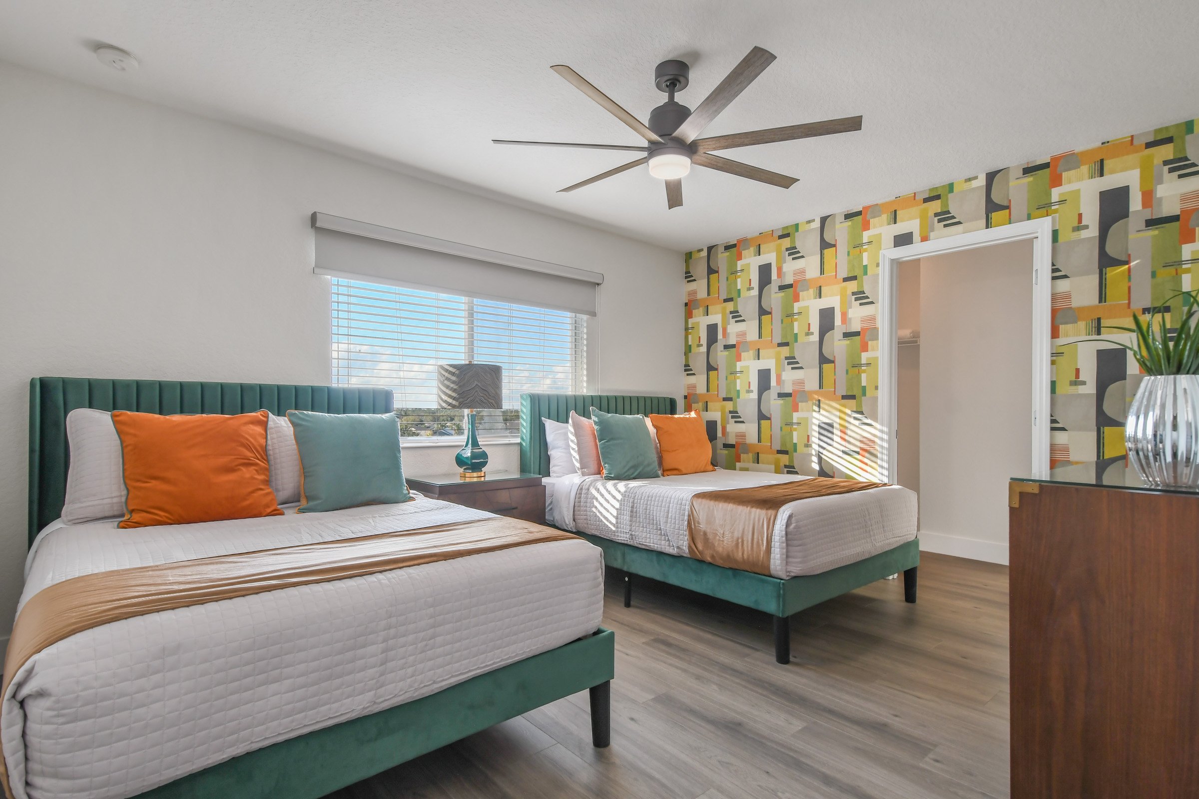 Two full-sized beds — comfortable for couples or pairs