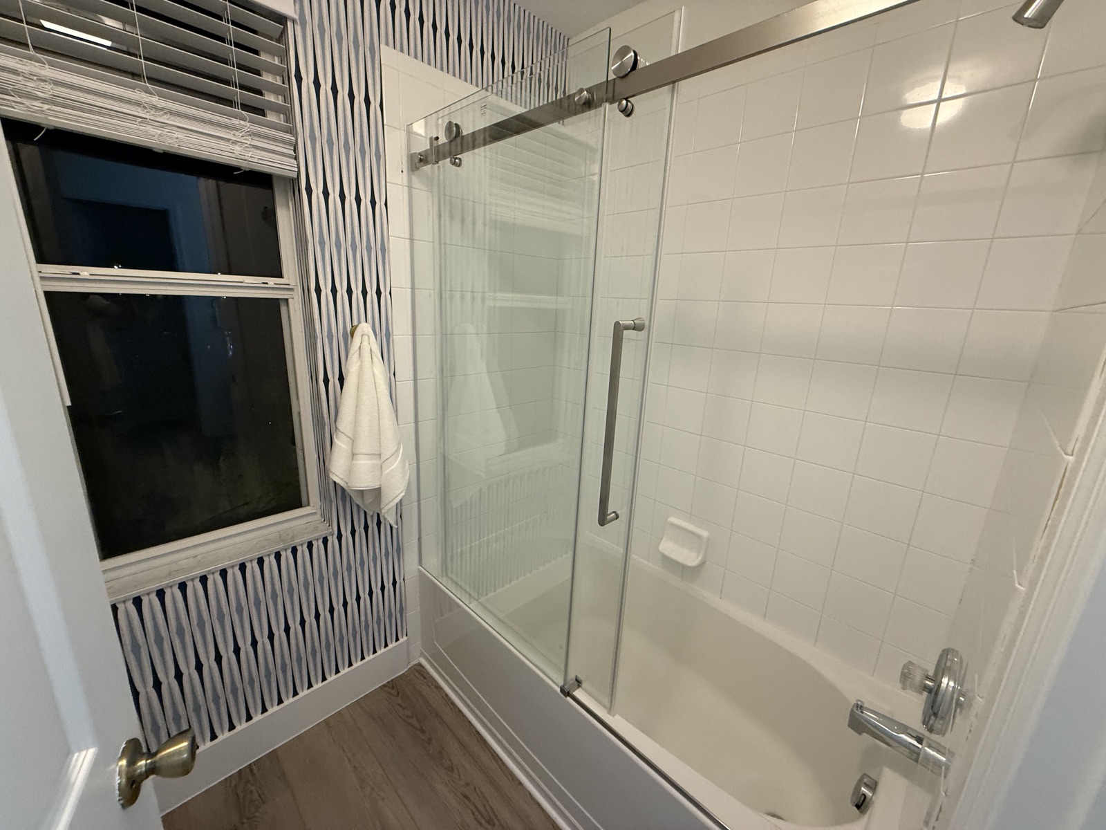 Walk-in glass shower at Time-Out Corner, Lakeside