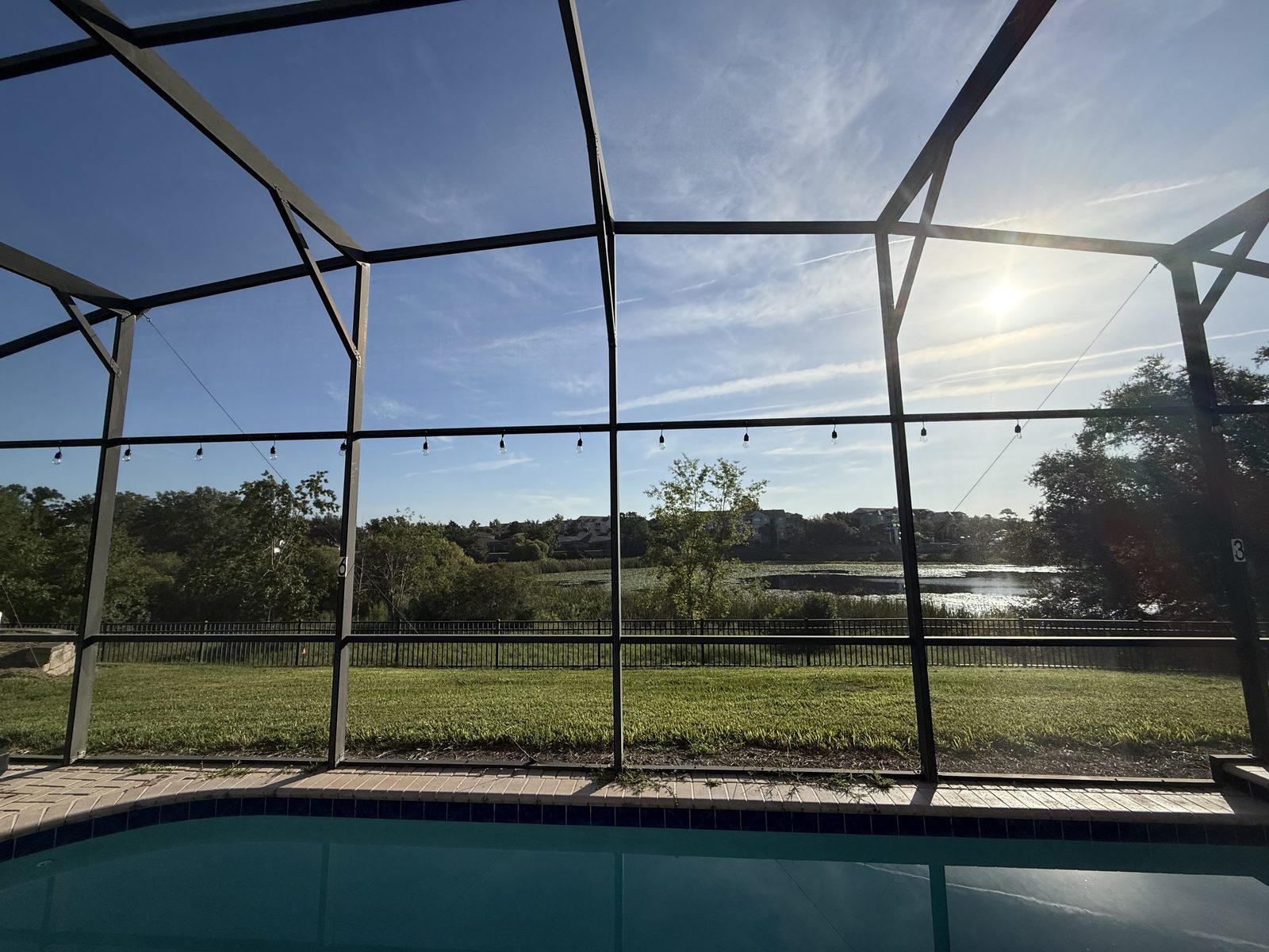 Lakefront view over the Windsor Hills lake from the Time-Out Corner, Lakeside lanai