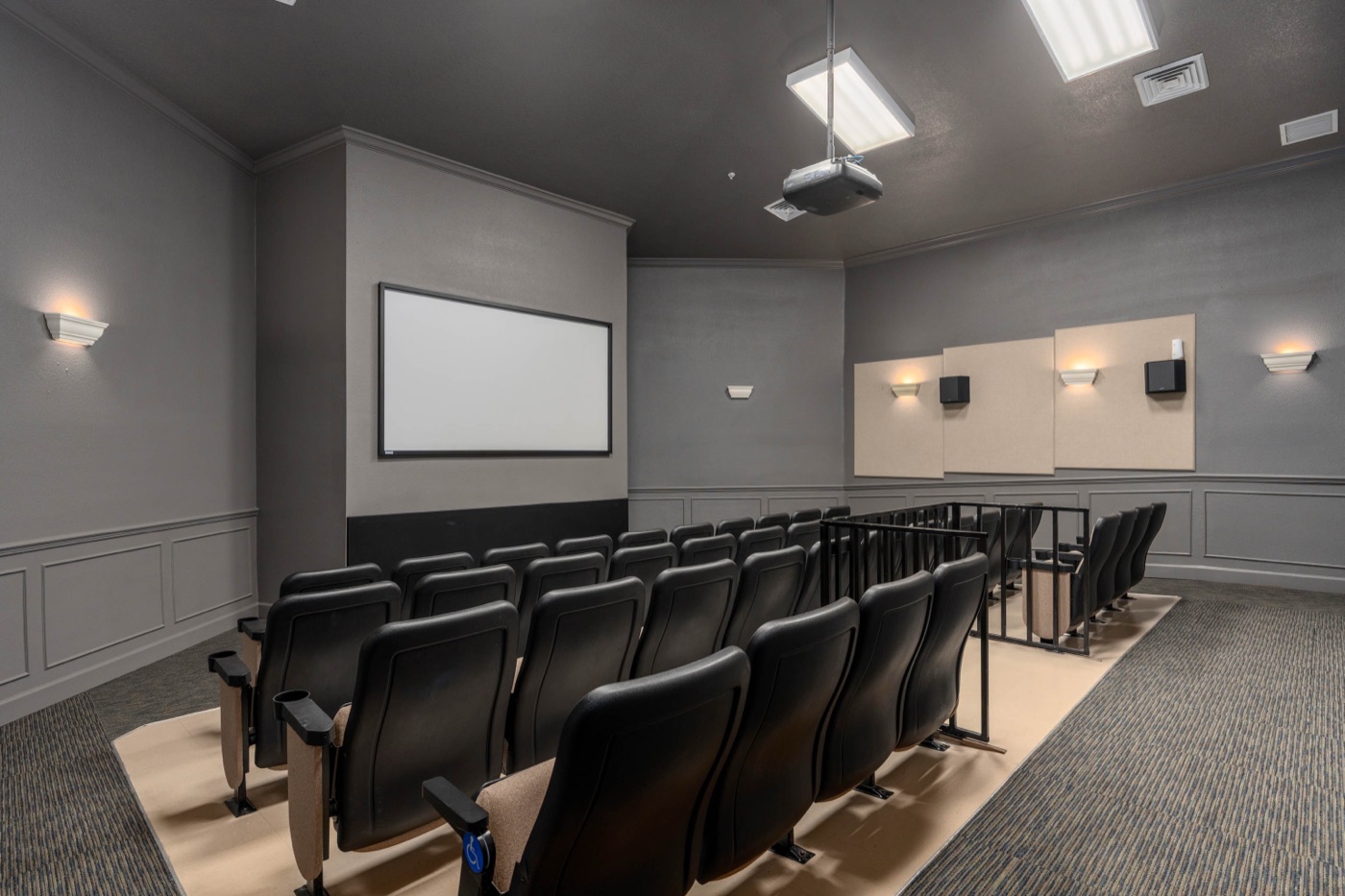 Movie theater inside the Windsor Hills clubhouse