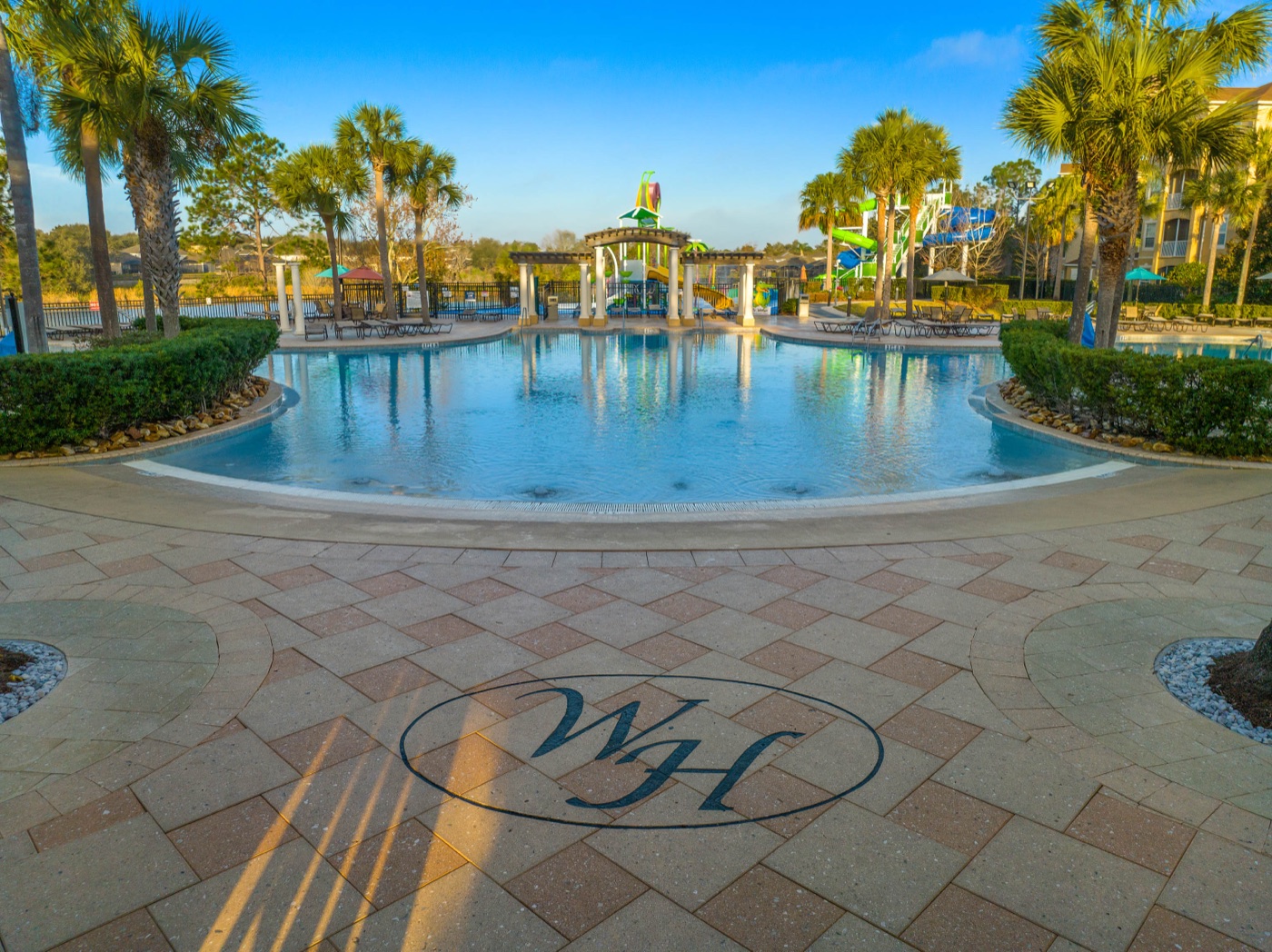 Aerial view of the main resort pool at Windsor Hills