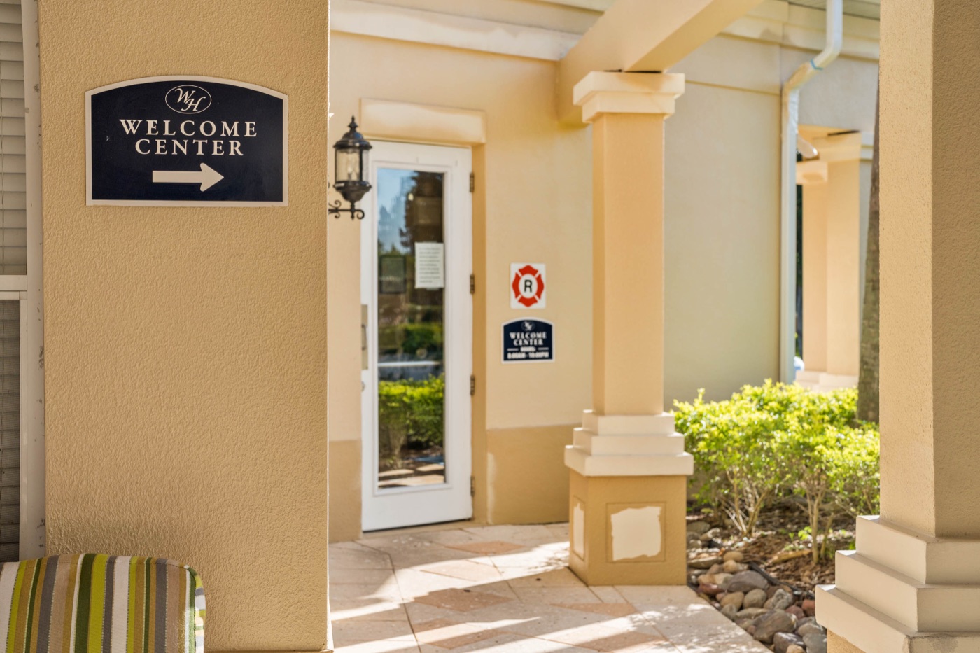 Welcome and concierge desk inside the Windsor Hills clubhouse